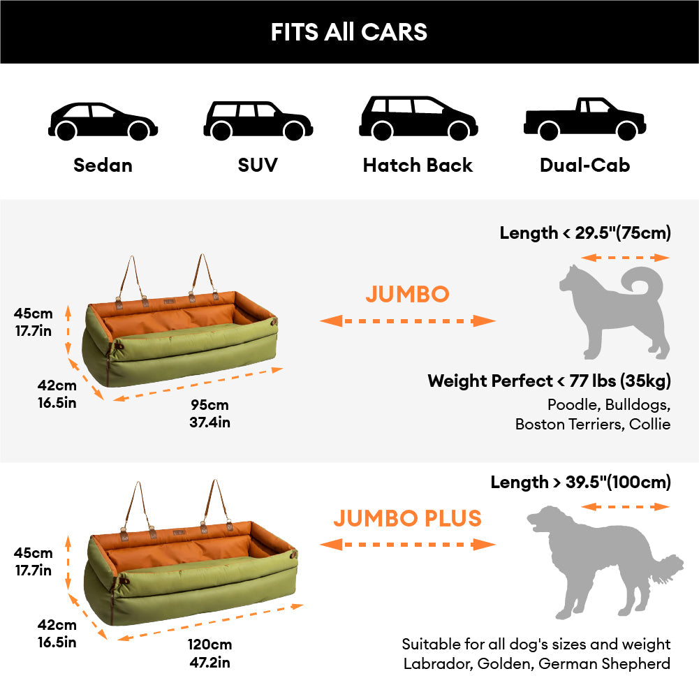 Otto - Faux Leather Dog Car Booster Seat Bed with Safety Leash