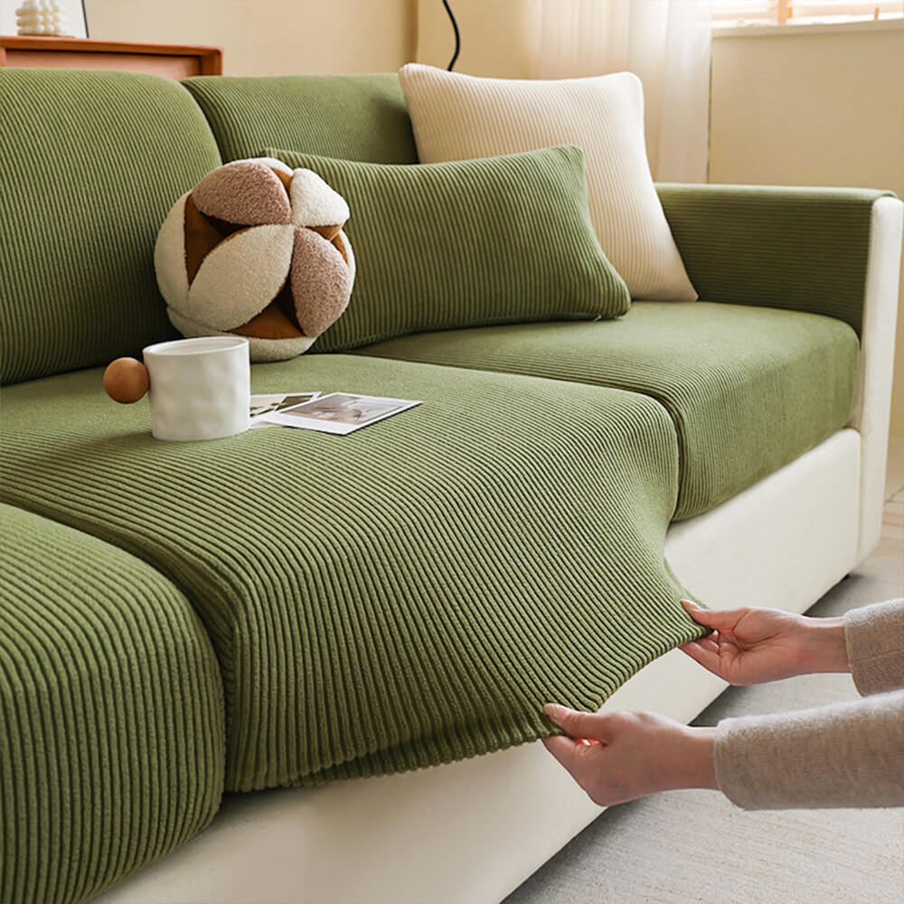 Mallow - Stretch Corduroy Sofa Cover, Modular Pieces