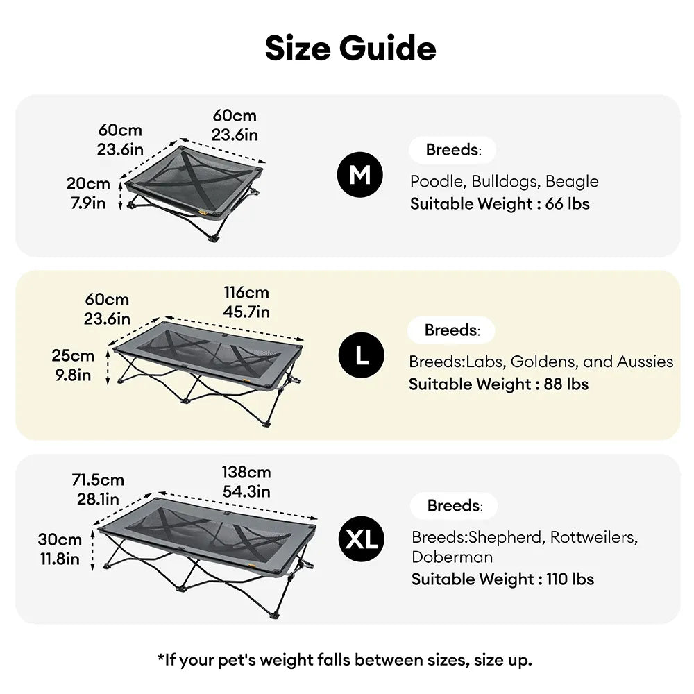 Wold - Foldable Elevated Dog Cot, Portable Outdoor Bed
