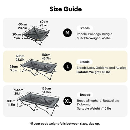 Wold - Foldable Elevated Dog Cot, Portable Outdoor Bed