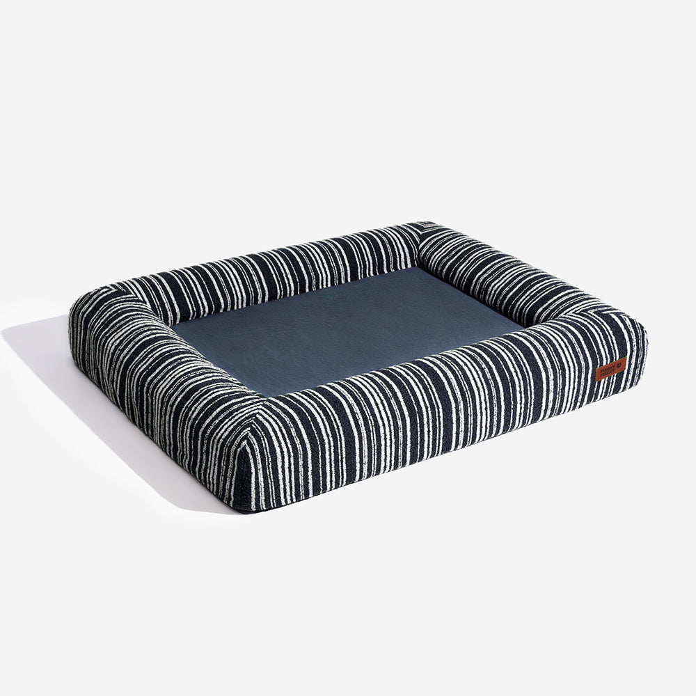 Crag - Textured Stripe Orthopedic Bolster Dog Bed, Memory Foam