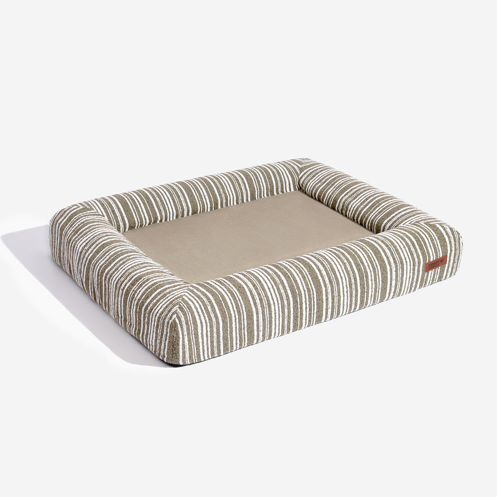 Crag - Textured Stripe Orthopedic Bolster Dog Bed, Memory Foam