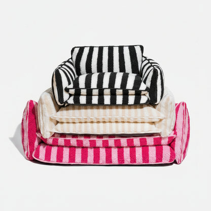 Flax - Faux Lambswool Stripe Sofa Bed for Dogs and Cats