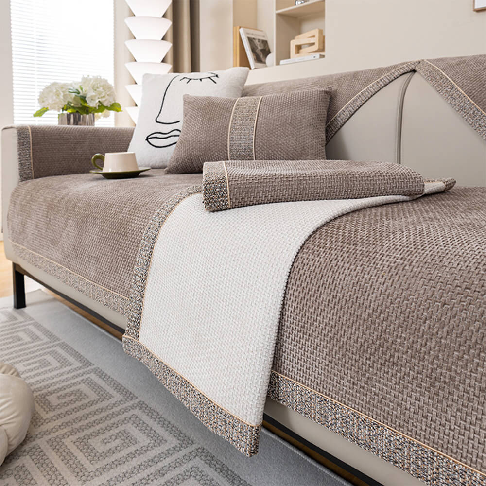 Linnet - Tweed Chenille Couch Cover, Non-Slip