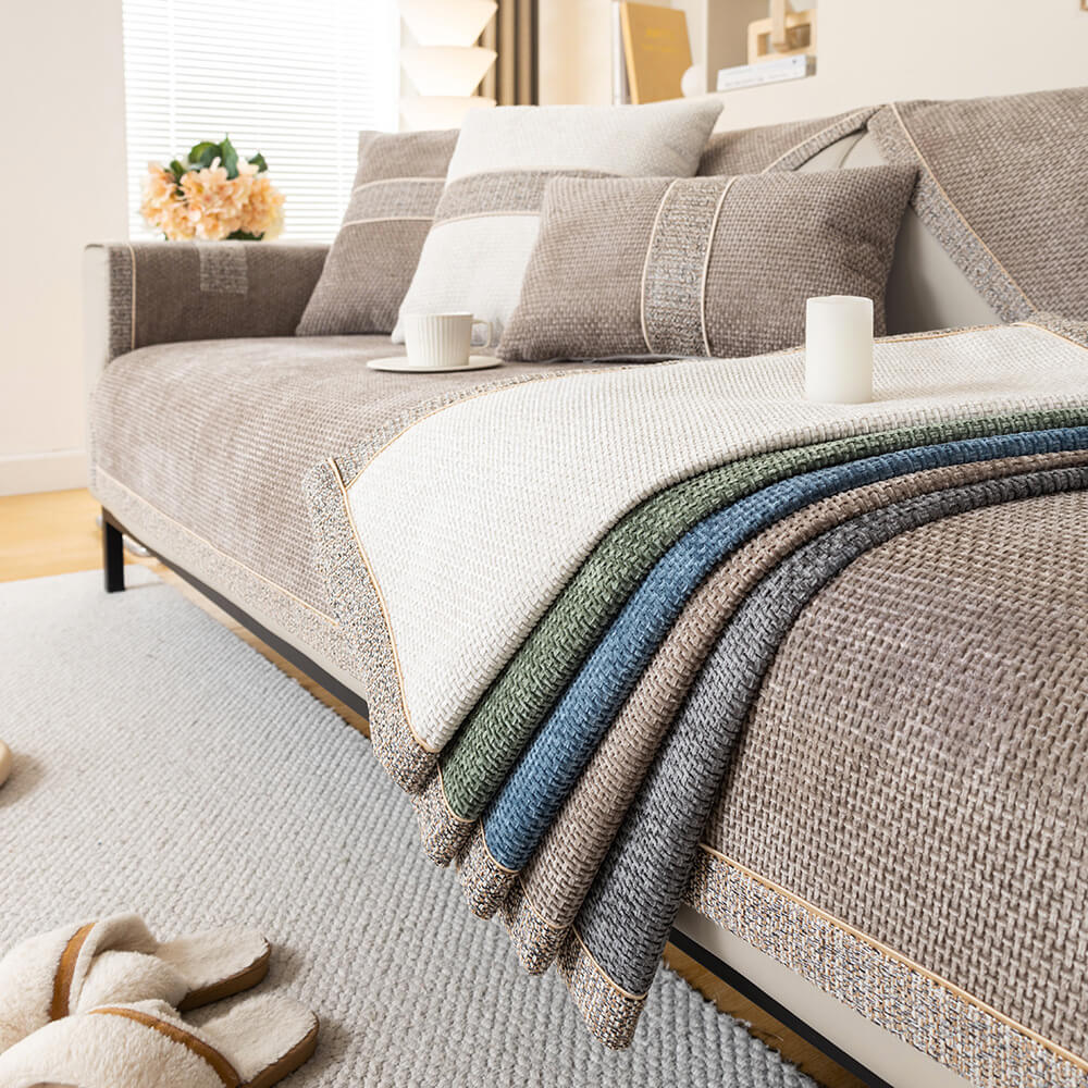 Linnet - Tweed Chenille Couch Cover, Non-Slip