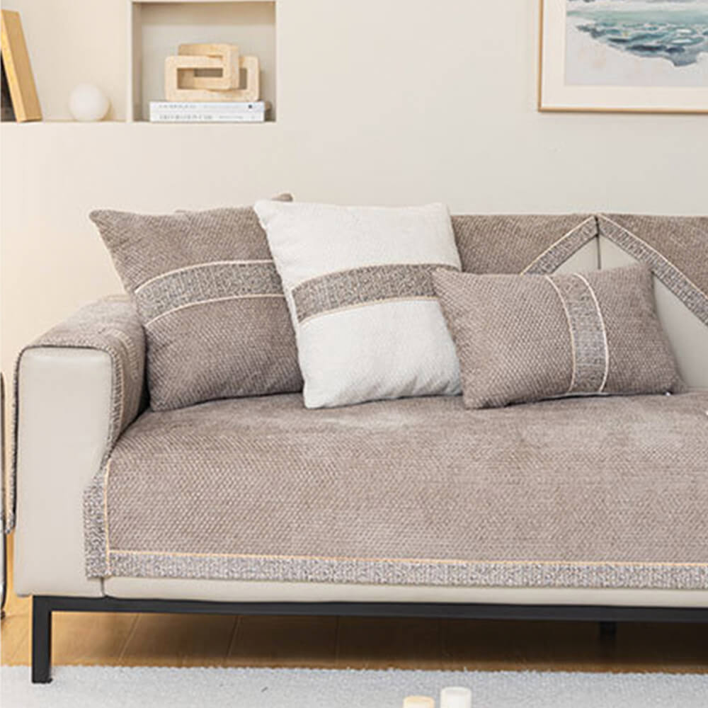 Linnet - Tweed Chenille Couch Cover, Non-Slip