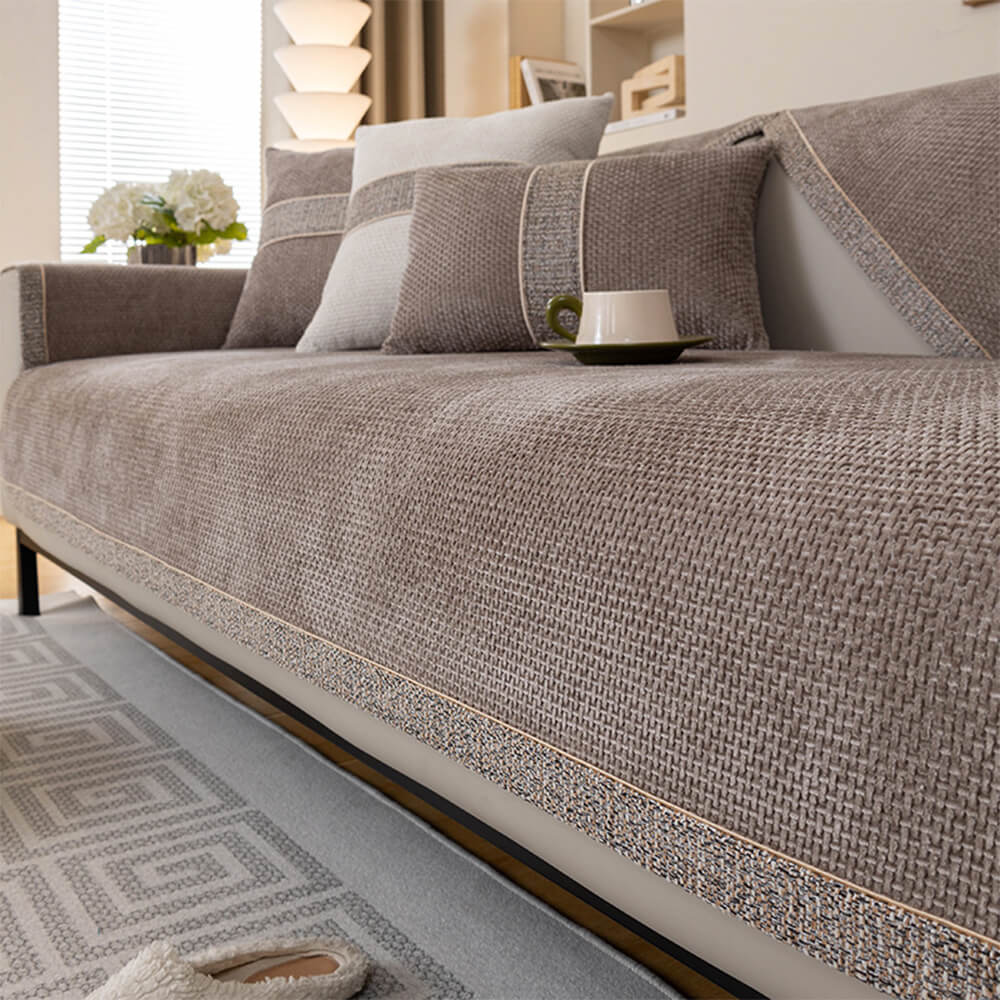 Linnet - Tweed Chenille Couch Cover, Non-Slip