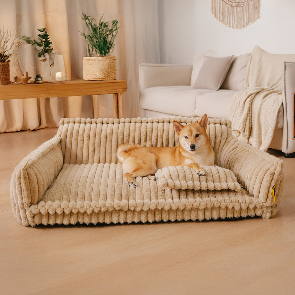 Atlas - Plush Orthopedic Dog Sofa Bed with Bolster and Headrest