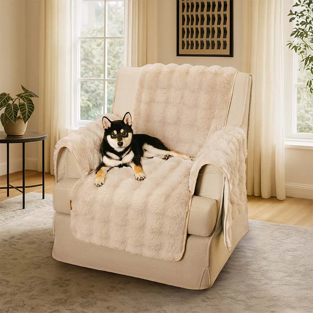 Heath - Waterproof Fluffy Plush Couch Cover for Dogs