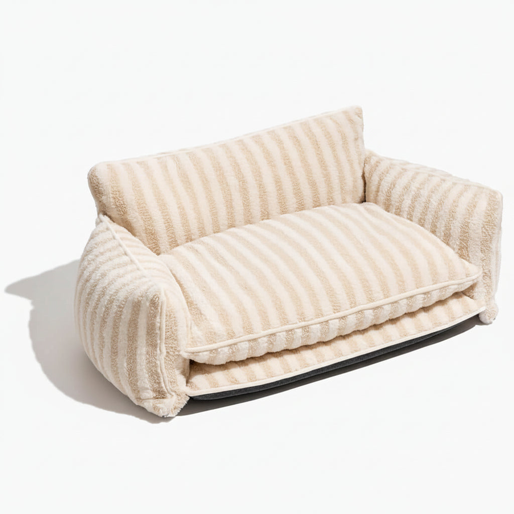 Flax - Faux Lambswool Stripe Sofa Bed for Dogs and Cats