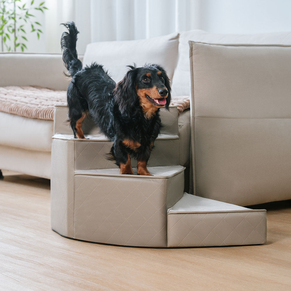 Tamar - Luxe Faux Leather Spiral Pet Stairs, Washable