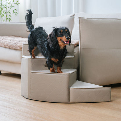 Tamar - Luxe Faux Leather Spiral Pet Stairs, Washable
