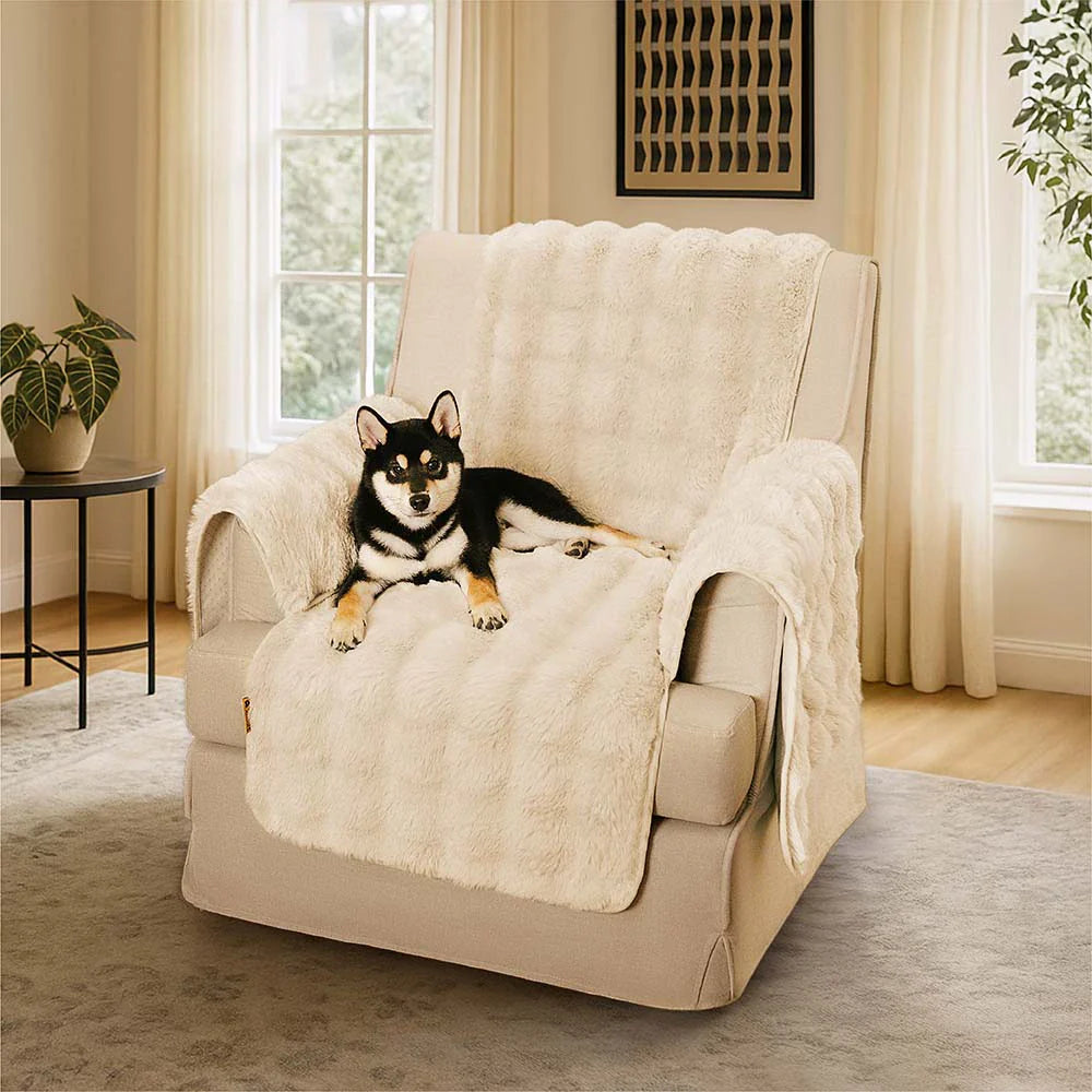Heath - Waterproof Fluffy Plush Couch Cover for Dogs