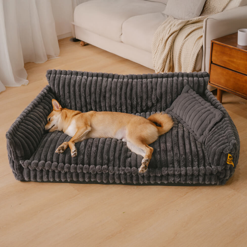 Atlas - Plush Orthopedic Dog Sofa Bed with Bolster and Headrest
