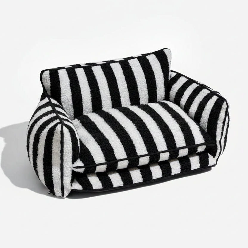 Flax - Faux Lambswool Stripe Sofa Bed for Dogs and Cats