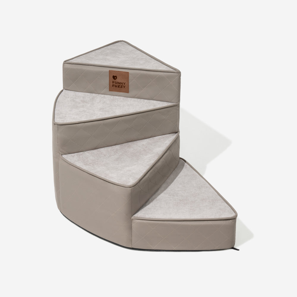Tamar - Luxe Faux Leather Spiral Pet Stairs, Washable