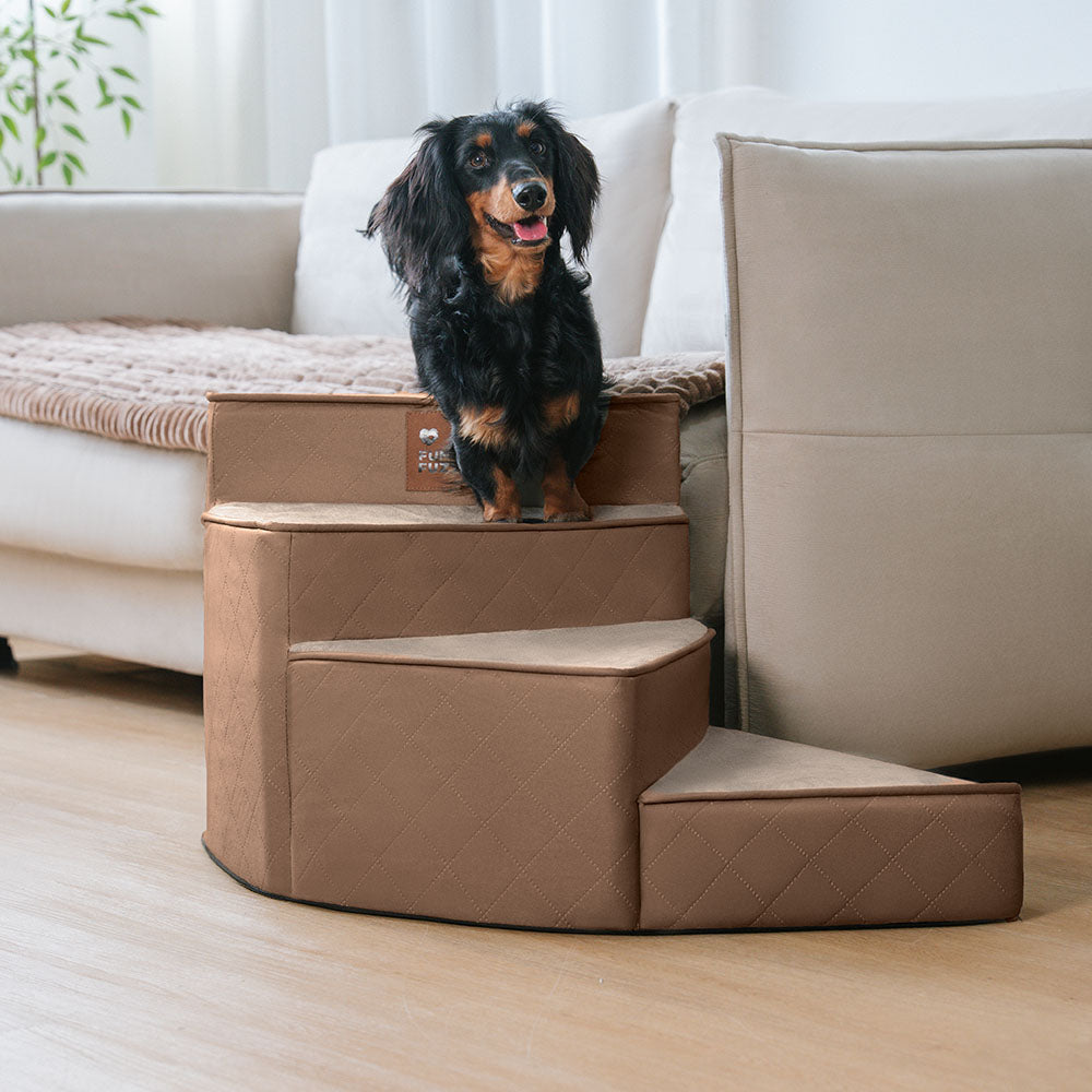 Tamar - Luxe Faux Leather Spiral Pet Stairs, Washable