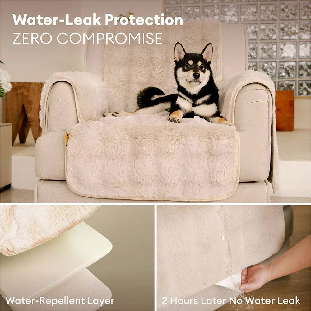 Heath - Waterproof Fluffy Plush Couch Cover for Dogs