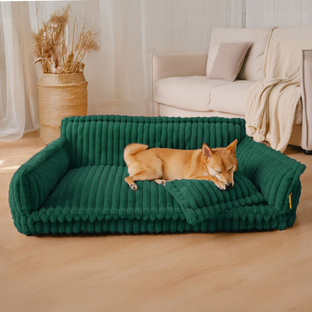 Atlas - Plush Orthopedic Dog Sofa Bed with Bolster and Headrest