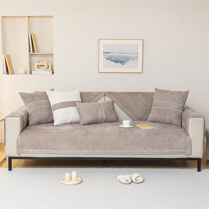 Linnet - Tweed Chenille Couch Cover, Non-Slip