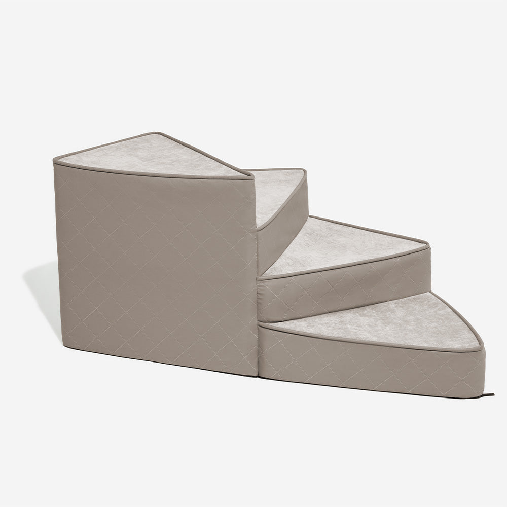 Tamar - Luxe Faux Leather Spiral Pet Stairs, Washable