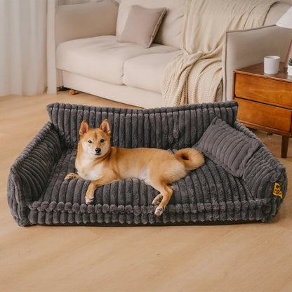 Atlas - Plush Orthopedic Dog Sofa Bed with Bolster and Headrest