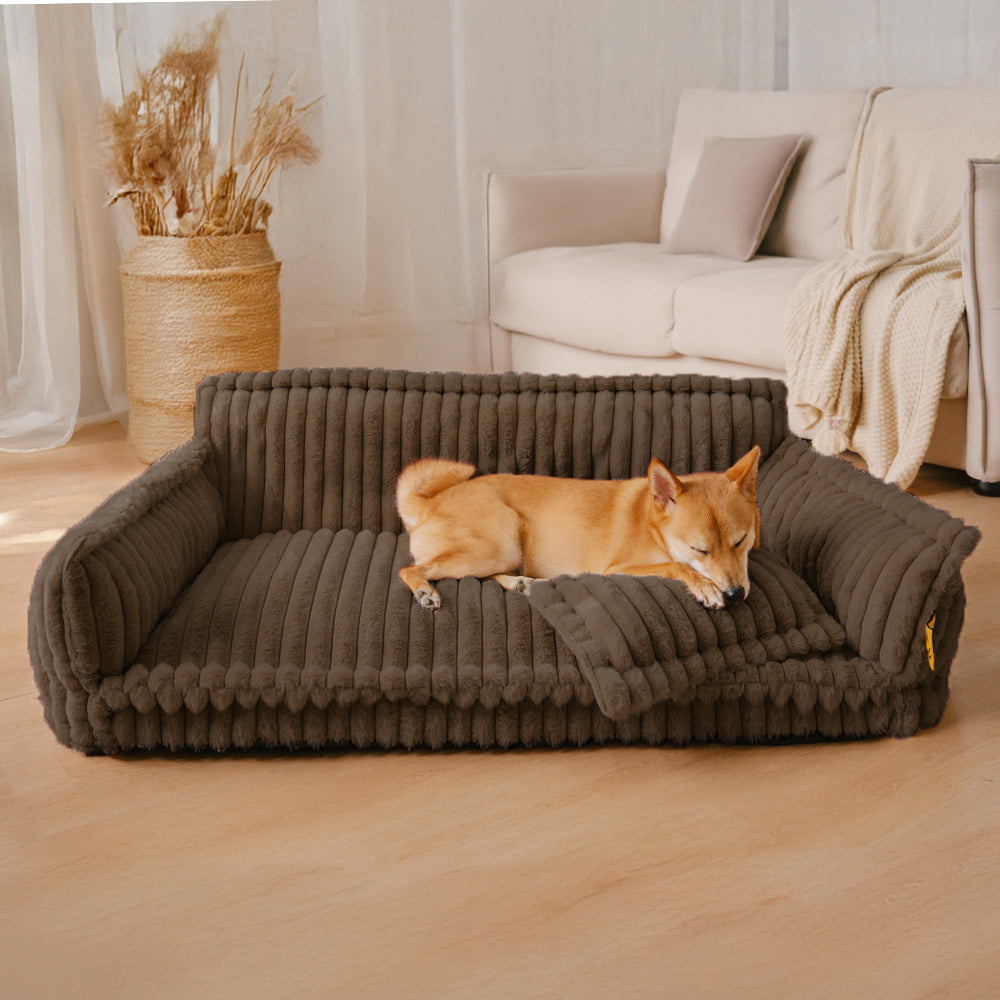 Atlas - Plush Orthopedic Dog Sofa Bed with Bolster and Headrest