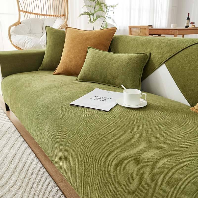 Halo - Herringbone Chenille Couch Cover, Waterproof and Antibacterial