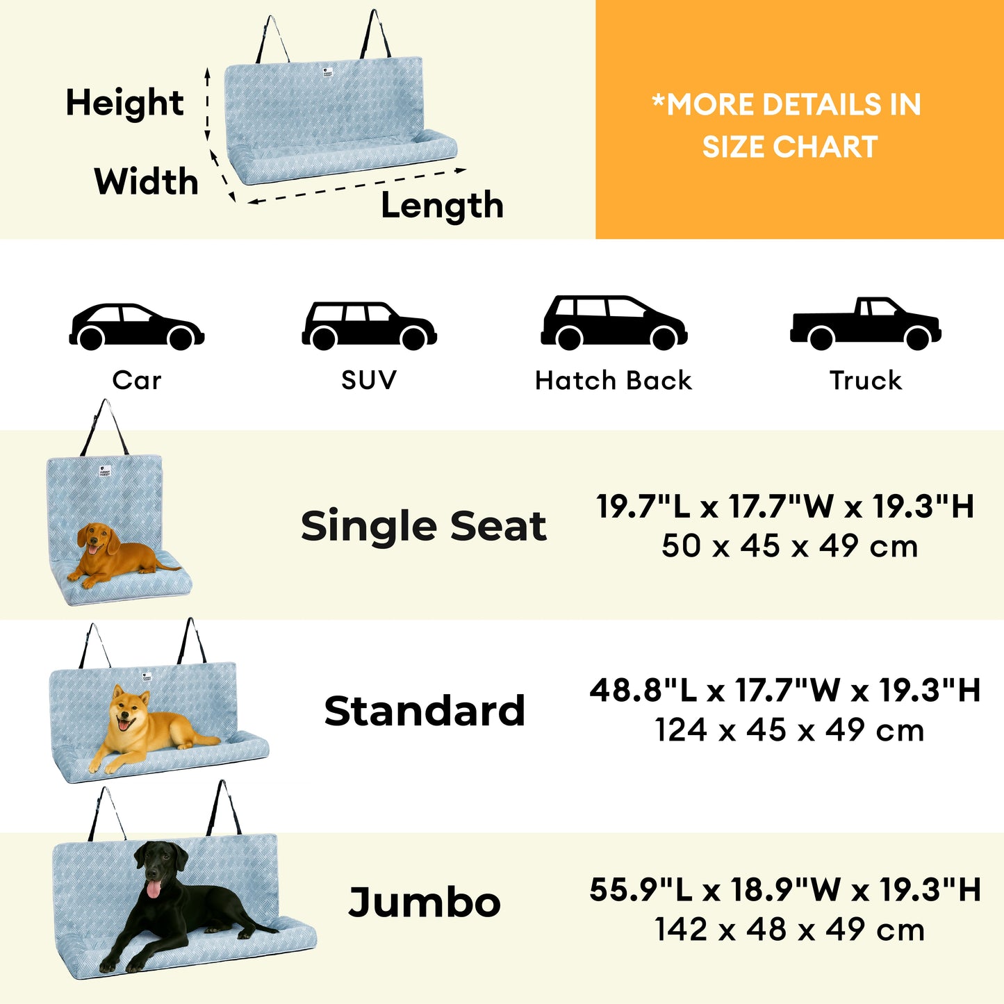 Strath - Cooling Bolster Dog Car Seat Bed with Safety Strap