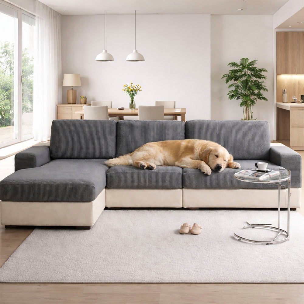 Mallow - Stretch Corduroy Sofa Cover, Modular Pieces