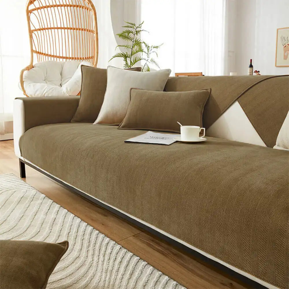Halo - Herringbone Chenille Couch Cover, Waterproof and Antibacterial