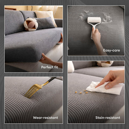 Mallow - Stretch Corduroy Sofa Cover, Modular Pieces