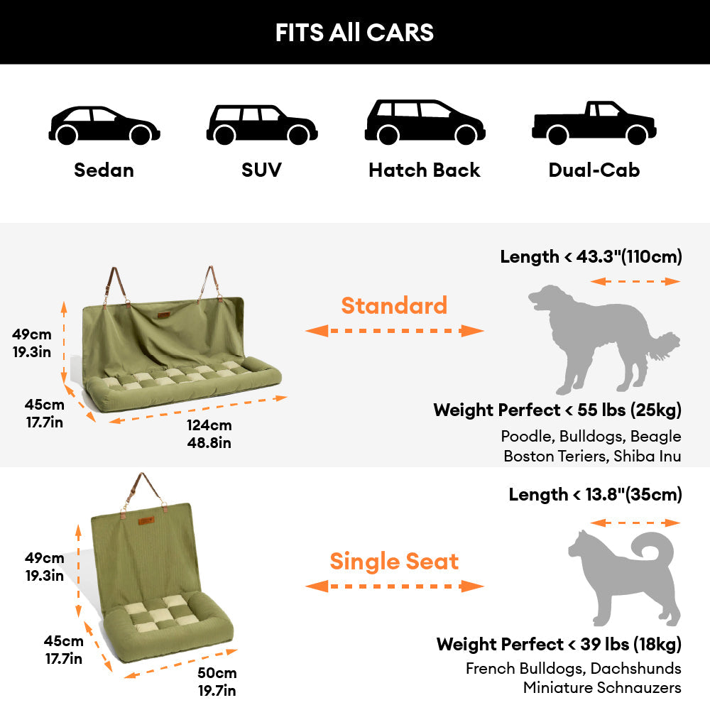 Calder - Bolster Back Seat Dog Car Bed