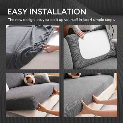 Mallow - Stretch Corduroy Sofa Cover, Modular Pieces