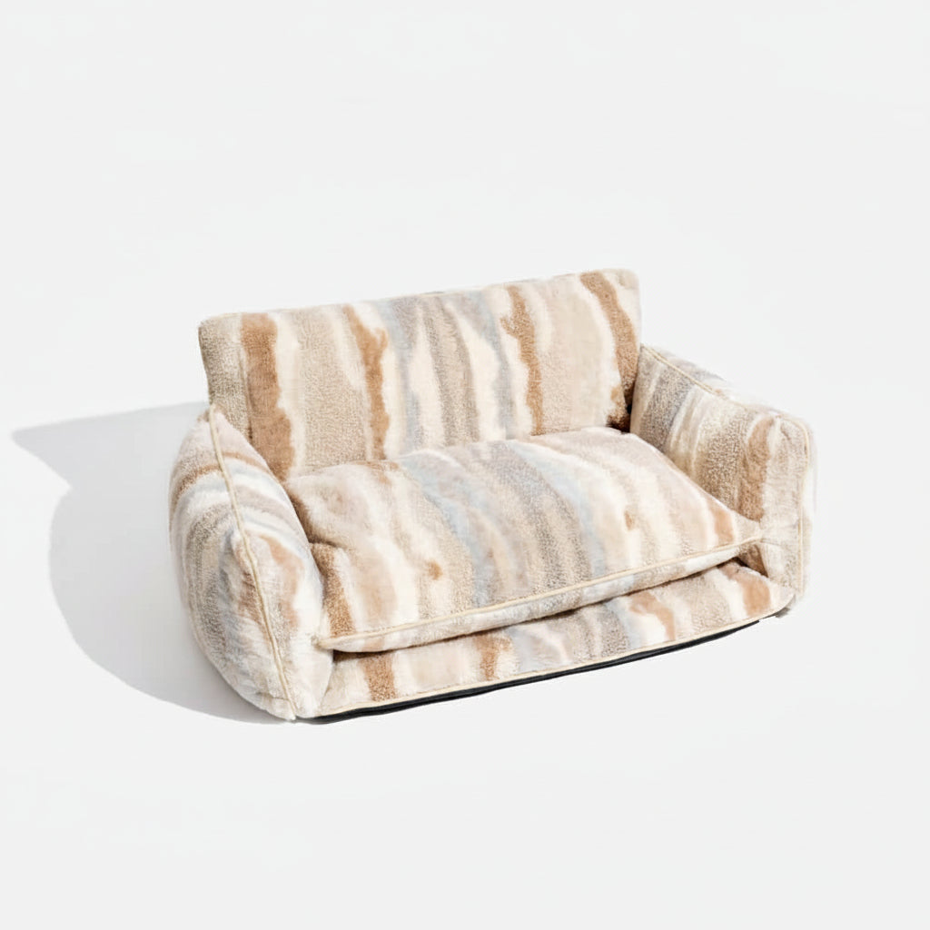 Flax - Faux Lambswool Stripe Sofa Bed for Dogs and Cats