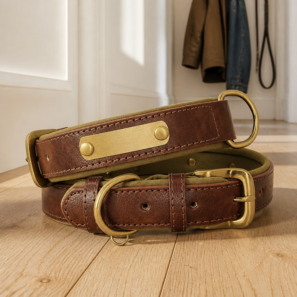 Birch leather dog collar — product detail