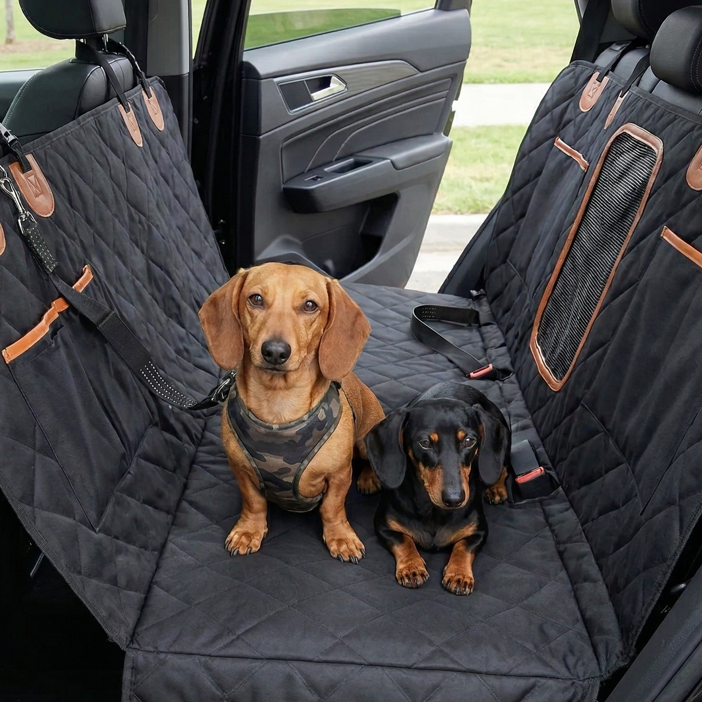 MudiPaws Dog Seat Cover Car Hammock With Mesh Window