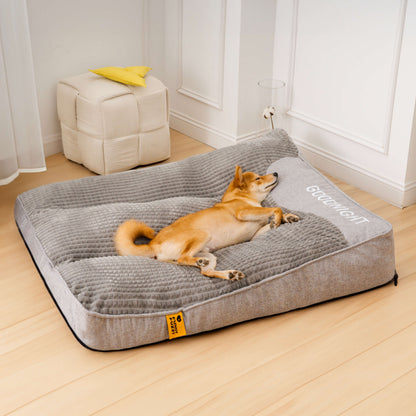 Wren - Thick Orthopedic Dog Cushion Bed, Crystal Velvet with Spine Support