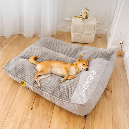 Wren - Thick Orthopedic Dog Cushion Bed, Crystal Velvet with Spine Support