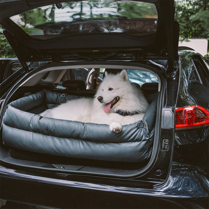 Otto - Faux Leather Dog Car Booster Seat Bed with Safety Leash