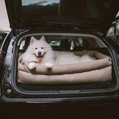 Otto - Faux Leather Dog Car Booster Seat Bed with Safety Leash