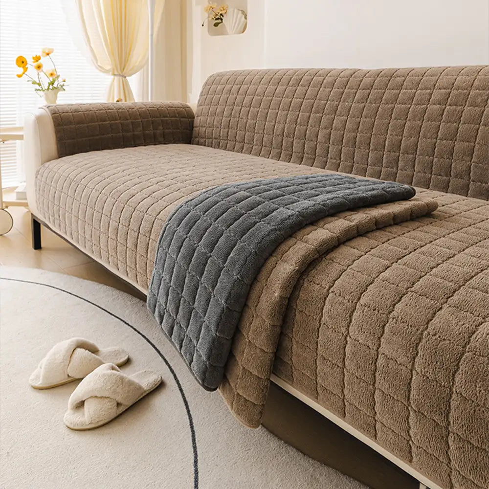 Corbin - Short Plush Non-Slip Sofa Protection Cover