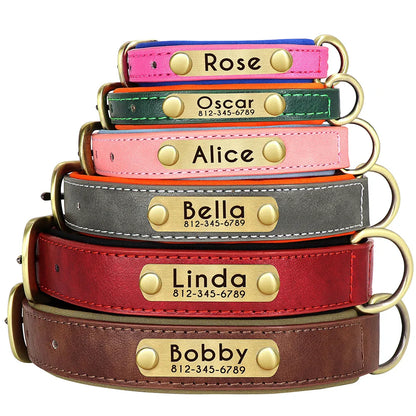 Slate - Personalised Leather Dog Collar and Leash Set, Engraved