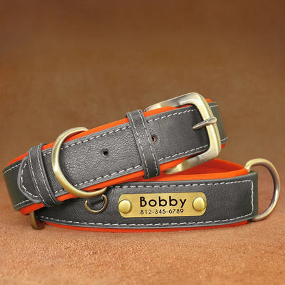 Birch - Custom Engraved Leather Dog Collar, Adjustable All Sizes
