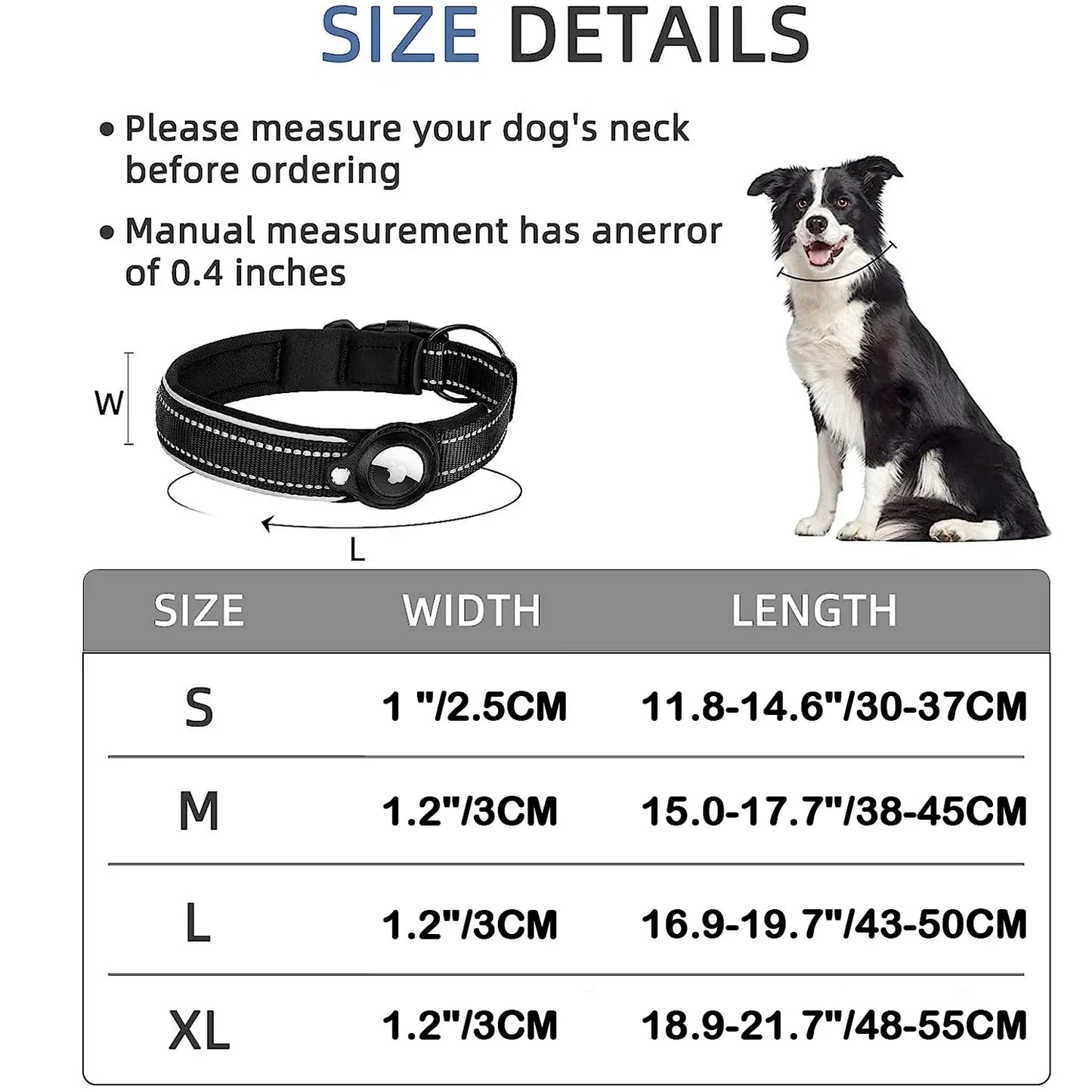 Cinder - AirTag Dog Collar with Built-In Reflective Case
