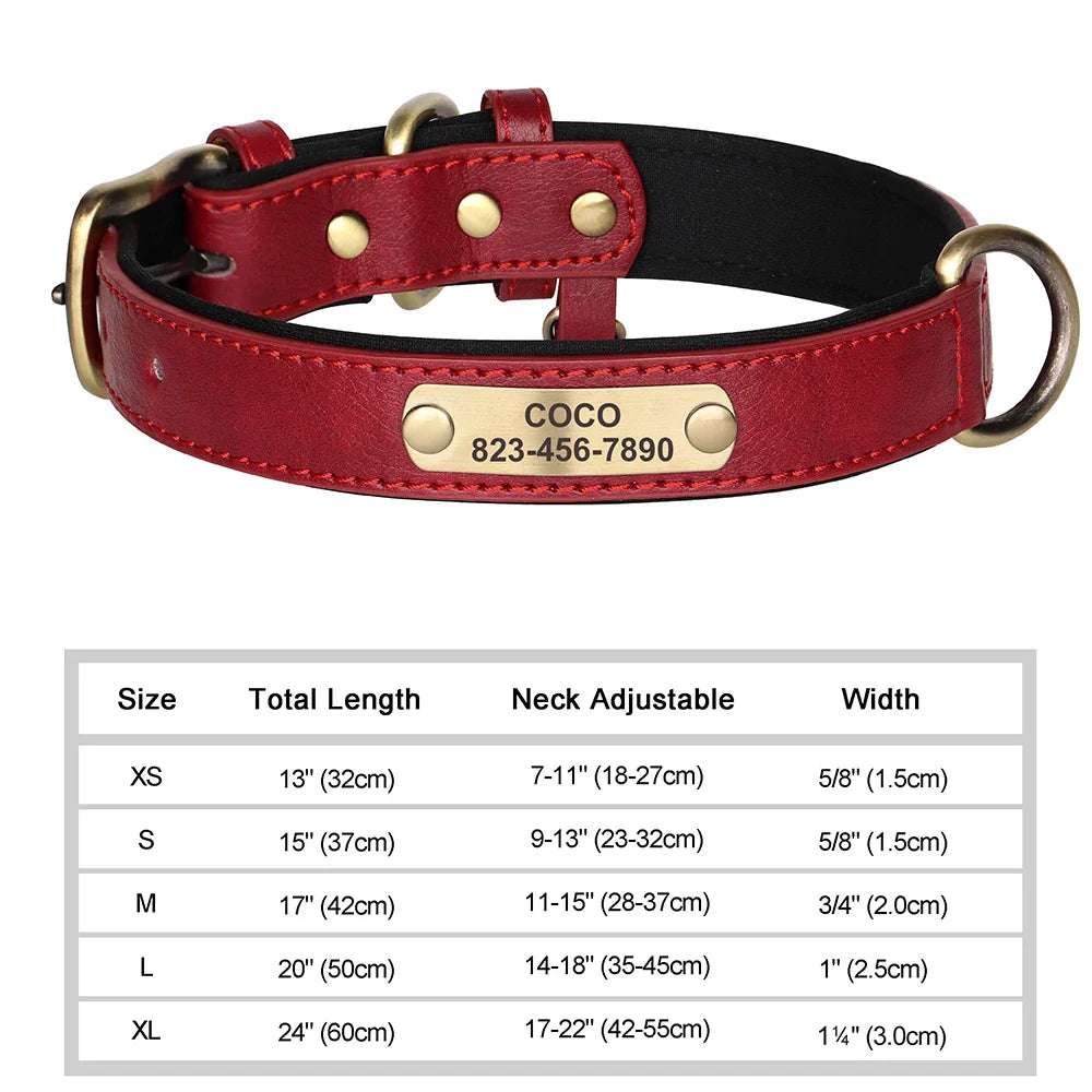 Ember - Custom Engraved PU Leather Dog Collar with ID Nameplate