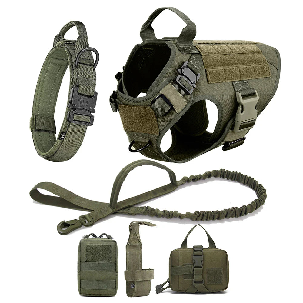 Onyx - Tactical Dog Harness Full Set with Leash & MOLLE Pouches