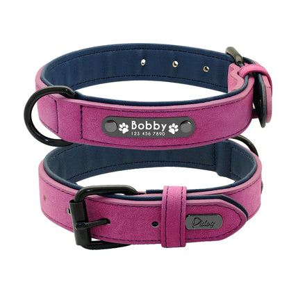 Fern - Personalised Leather Dog Collar with Engraved Nameplate