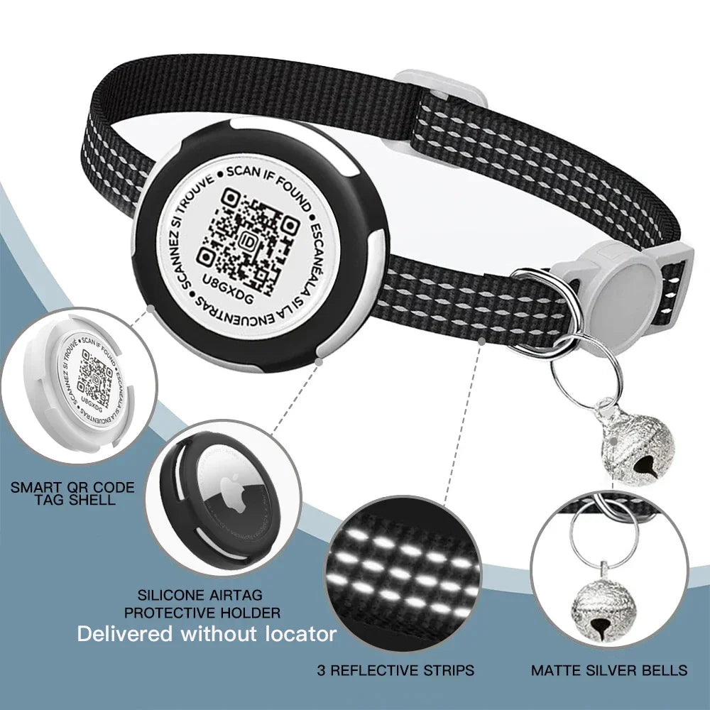 Wharfe - AirTag Cat Collar with QR ID Tag and Breakaway Buckle