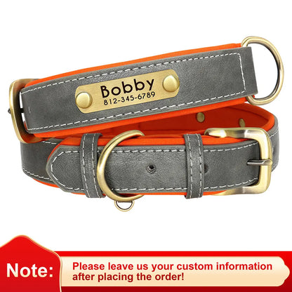 Birch - Custom Engraved Leather Dog Collar, Adjustable All Sizes